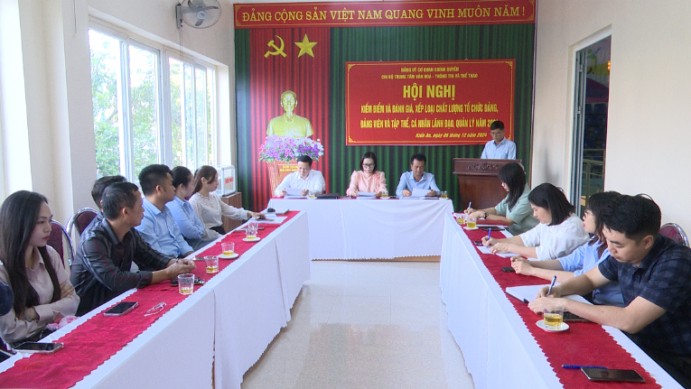 Hội nghị kiểm điểm và đánh giá, xếp loại chất lượng tổ chức Đảng, Đảng viên và tập thể, cá nhân lãnh đạo, quản lý Trung tâm Văn hóa – Thông tin và Thể thao năm 2024